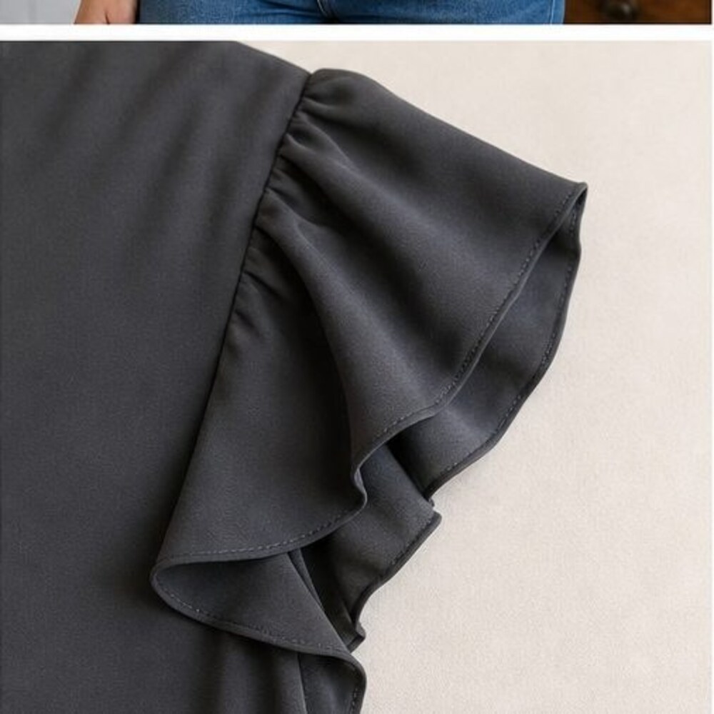 Charcoal Button Blouse - Picture 5 of 6